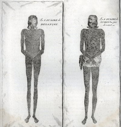 ブザンソンのシュラウドとトリノのシュラウドの表現 ベルナール・ピカール（1723-1743）の「世界の諸民族の宗教的儀式と風習の図解」からのエングレーヴィング 1819年 個人蔵 作： Bernard Picart