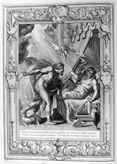Semeleは1733年の木星火によって消費されます 作： Bernard Picart