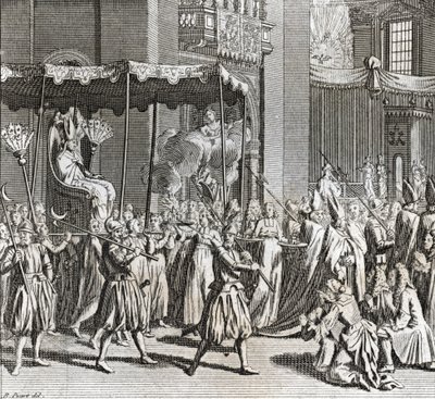 ベルナール・ピカール（1723年～1743年）による「世界の諸民族の儀式と宗教的慣習の図解」からのエングレーヴィング（1819年 個人蔵 作： Bernard Picart