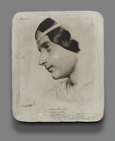 モデルブックの女性の頭の石版画 作： Bernard Romain Julien