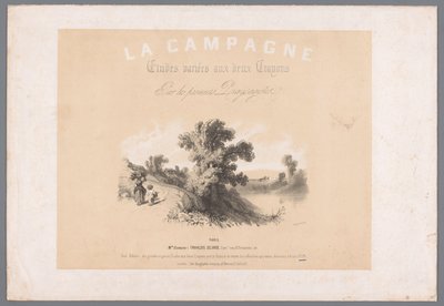 田園生活を描いた6枚の版画の表紙 ラ・カンパーニュ。 Études varieés aux deux Crayons par les premiers Paysagistes (オブジェクトのタイトル) 田舎暮らしの表象（連載タイトル） ラ・カンパーニュ。 さまざまな研究 作： Bernard Romain Julien