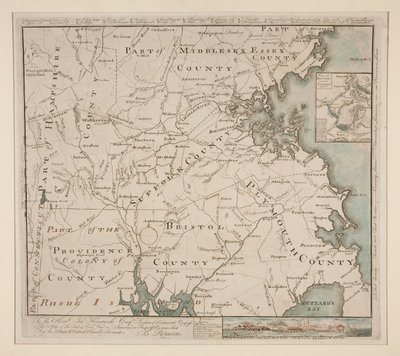 ボストンとエンビロンの地図, ca. 1775年 作： Bernard Romans