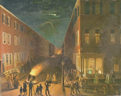 選挙の夜のたき火、1864年 作： Bernard Uhle