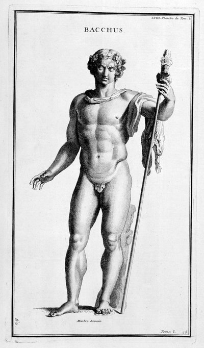 バッカス、ローマの像の後、1757 作： Bernard de Montfaucon