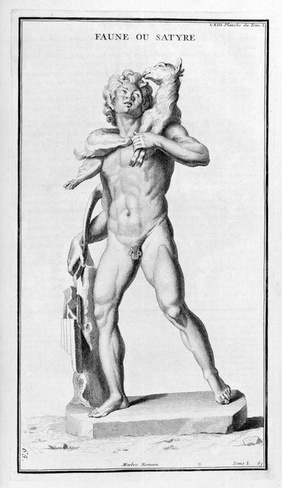 1757年のローマの像の後の牧神またはサテュロス 作： Bernard de Montfaucon