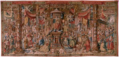 フランダースのタペストリー。 シリーズ ザ・オナーズ。 信仰（ラ・フェ）。 シリーズ初のタペストリー。 Bernard van Orley と Jan Gossaert (Mabuse) のサークルのモデル漫画家。 ブリュッセルのピーター・ファン・アールストのマニュファクチュール。 1550年頃。生地 ゴールド、シルバー、シルク、ウール。 作： Bernard van Orley