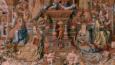 フランダースのタペストリー。 シリーズ ザ・オナーズ。 信仰（ラ・フェ）。 シリーズ初のタペストリー。 Bernard van Orley と Jan Gossaert (Mabuse) のサークルのモデル漫画家。 ブリュッセルのピーター・ファン・アールストのマニュファクチュール。 1550年頃。生地 ゴールド、シルバー、シルク、ウール。 作： Bernard van Orley