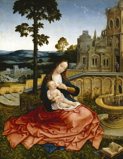 泉のほとりの聖母子（油彩・パネル） 作： Bernard van Orley