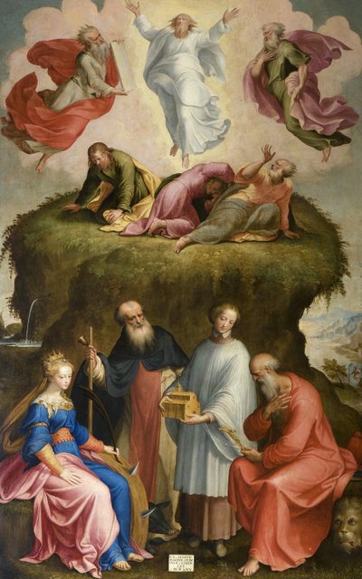 変容と聖人、1565 作： Bernardino Campi