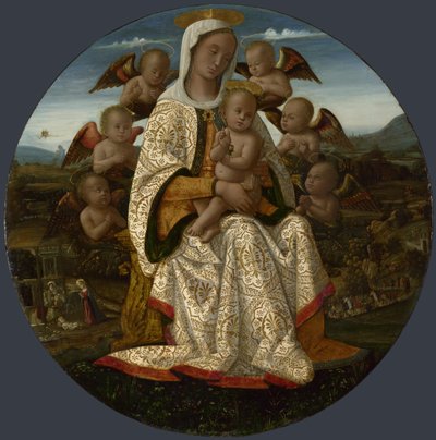 天使と聖母子c。 1500 作： Bernardino Fungai