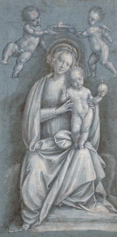二人の天使が戴冠したマドンナと子供、 作： Bernardino Lanino