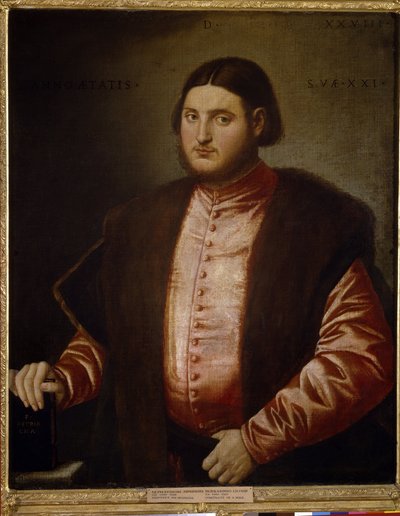 男の肖像（男の肖像）。 ベルナルディーノ・リシニオ作（1489年頃～1565年頃）、キャンバスに油彩 作： Bernardino Licinio