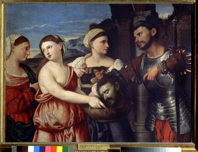 「サロメ」 洗礼者聖ヨハネの首を持つサロメ。 Bernardino Licinio (1489-1565) による絵画。 16世紀のプーシキン美術館、モスクワ 作： Bernardino Licinio