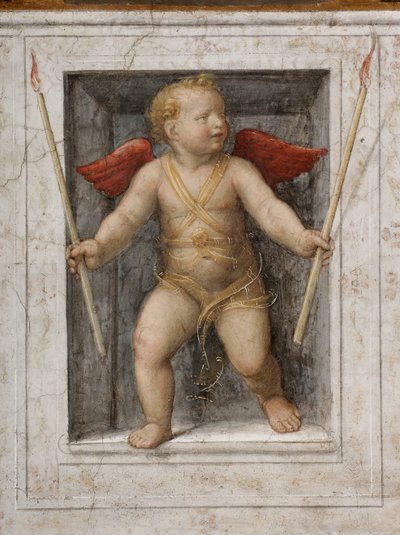 ロウソクを持つ天使（フレスコ画）詳細 作： Bernardino Luini