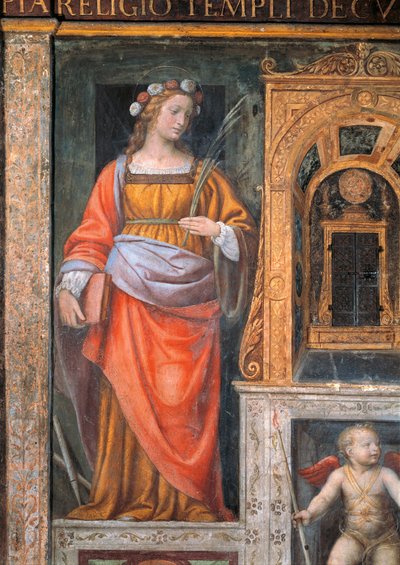 イタリア、ミラノ、サン・モーリス教会（モナステロ・マッジョーレ）、サンタ・チェチーリア 作： Bernardino Luini