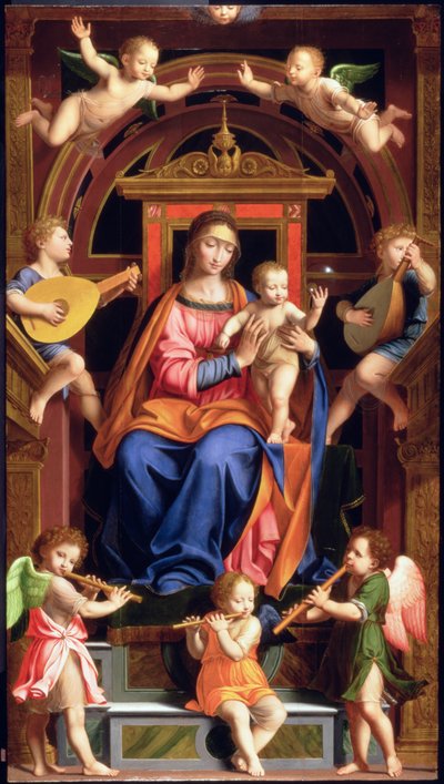 マドンナと子供が即位 作： Bernardino Luini