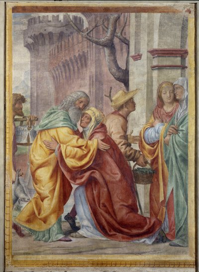 黄金の扉での聖アンナと聖ヨアヒムの出会い 作： Bernardino Luini