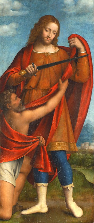 セントマーチンが乞食とマントを共有している1520-22（船上のテンペラ） 作： Bernardino Luini
