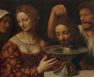 1527年に洗礼者ヨハネの頭をヘロディアスに贈った死刑執行人 作： Bernardino Luini