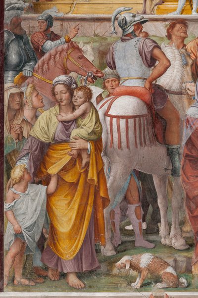 女性と子供たち、キリストの受難と磔刑の詳細 作： Bernardino Luini