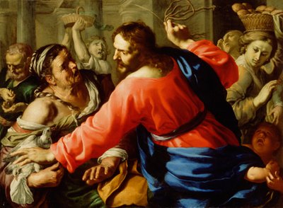 神殿を清めるキリスト、1655年頃（帆布に油彩） 作： Bernardino Mei