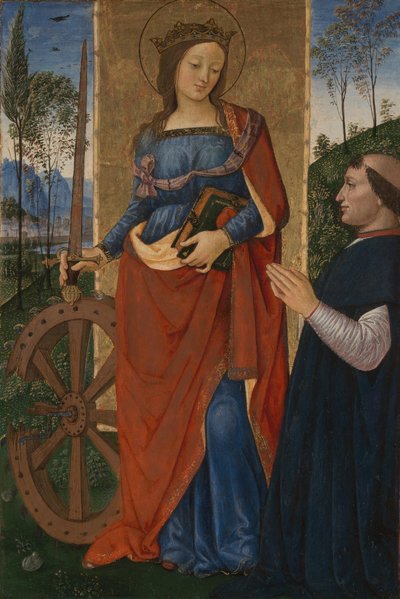 アレクサンドリアの聖カタリナと寄贈者、c. 1480年 作： Bernardino Pinturicchio