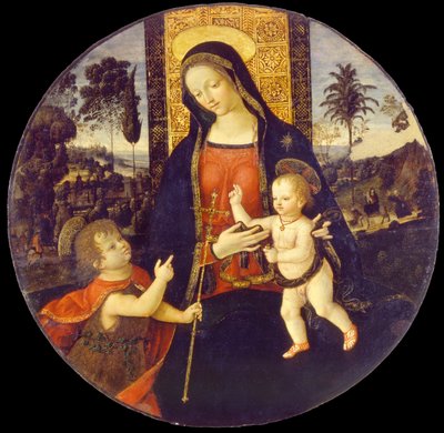 洗礼者ヨハネと一緒の聖母子、1490～1500年 作： Bernardino Pinturicchio