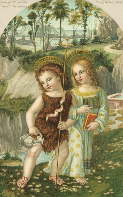 イエス・キリストと洗礼者ヨハネ（クロモリト） 作： Bernardino di Betto (after) Pinturicchio
