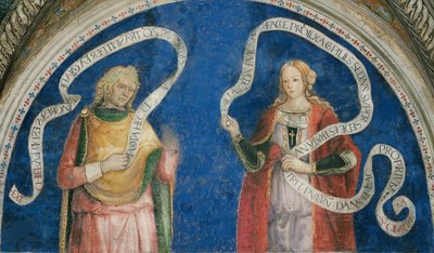 Le prophete Ezechiel et la sibylle cimmerienne - The Prophet Ezekiel and the Cimmerian Sibyl, Pinturicchio, Bernardino, Workshop of (1454-1513). フレスコ 作： Bernardino di Betto (workshop of) Pinturicchio