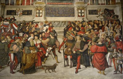 イタリア トスカーナ シエナ大聖堂 ドゥオーモ: ピウス 2 世の戴冠式 (1405-1464) 作： Bernardino di Betto Pinturicchio