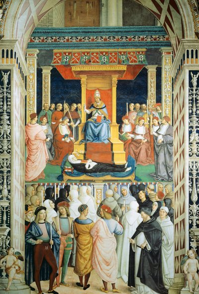 ピウス2世、1461年にシエナの聖カタリナを列福 作： Bernardino di Betto Pinturicchio