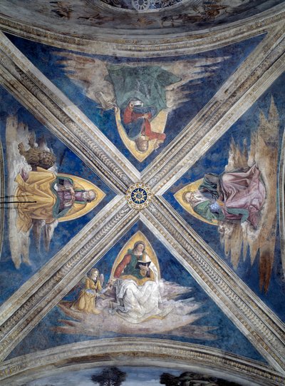 聖ベルナルダンの物語、福音書記者（テトラモルフ）（フレスコ画、1486年頃 作： Bernardino di Betto Pinturicchio