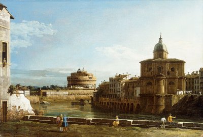 テヴェレ川沿いのローマの眺め、サンジョヴァンニデイフィオレンティーニ教会の向こう、 作： Bernardo Bellotto