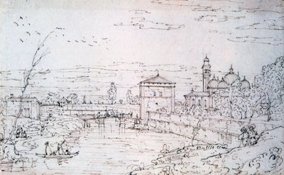 川に架かる橋とサンタジュスティナ、c1740-1780 作： Bernardo Bellotto