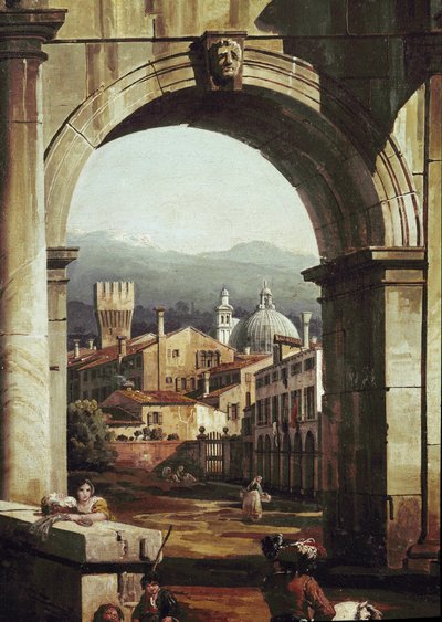 扉と壁のあるローマのカプリス」詳細（油彩・キャンバス 作： Bernardo Bellotto