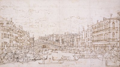 大運河、ヴェネツィア、南からリアルト橋、 作： Bernardo Bellotto