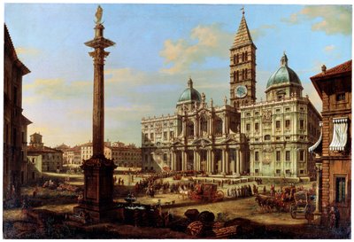ローマのピアッツァとサンタマリアマッジョーレ教会、1739年 作： Bernardo Bellotto