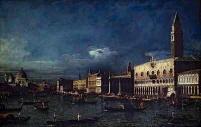 ヴェネツィアの2つの眺望、大運河とモロ、西を向いて（キャンバス） 作： Bernardo Bellotto
