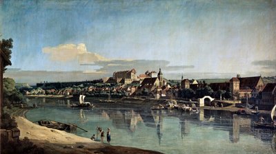 エルベ川右岸からのピルナの眺め、c1753 作： Bernardo Bellotto