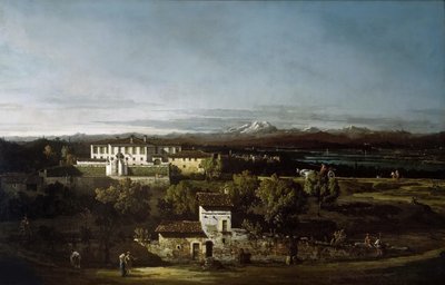 1744年、ガッツァーダのヴィラ・ペラボー（後のメルツィ）の眺め。 作： Bernardo Bellotto