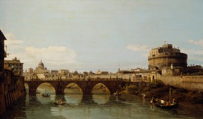 サンタンジェロ城とローマのテヴェレ川の眺め、1743年頃 作： Bernardo Bellotto