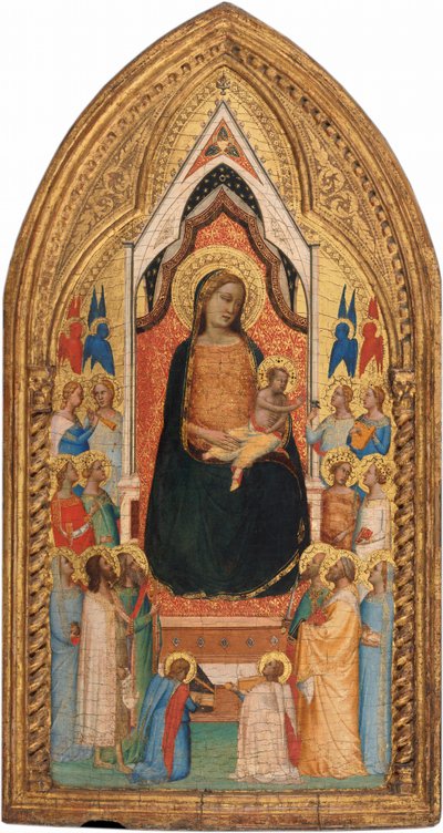 聖人と天使と一緒のマドンナと子供、c。 1345年。 作： Bernardo Daddi