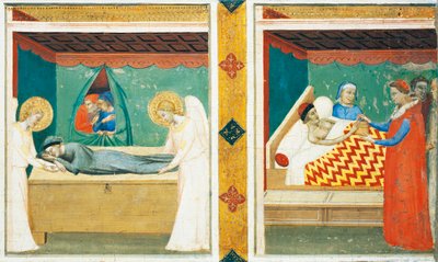 サクラ シントラ (聖帯) のプレデッラ、ベルナルド ダディ (1290-1348) 作、2 枚のタイルの詳細 作： Bernardo Daddi