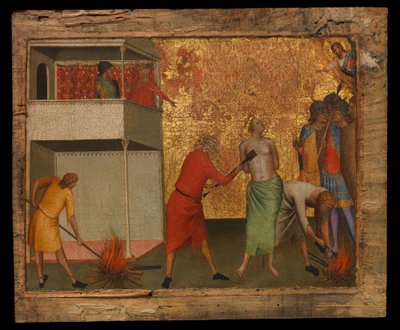 赤熱した鉄で拷問された聖レパラータ、1327〜48年頃（木のテンペラ） 作： Bernardo Daddi