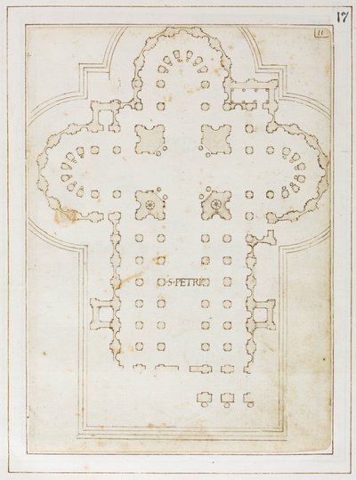 聖ペテロの計画、コーデックスコナー、1513-15年（紙にインク） 作： Bernardo Della Volpaia Bernardo Della Volpaia