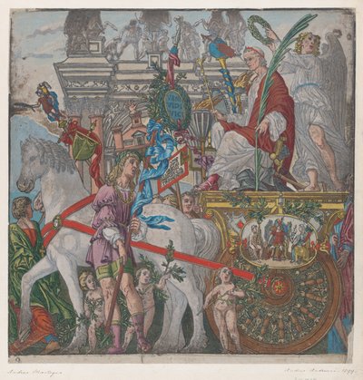 シート 9: 馬車に乗ったユリウス・カエサル、『ユリウス・カエサルの凱旋』、1599 年。 作： Bernardo Malpizzi