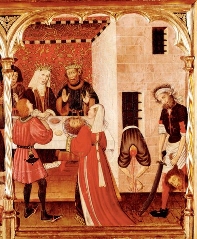 聖ヨハネの祭壇画、首を切られた洗礼者聖ヨハネのディテール 作： Bernardo Martorell