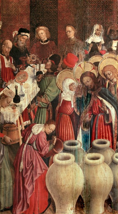 変容の祭壇画、カナの婚礼の細部 作： Bernardo Martorell