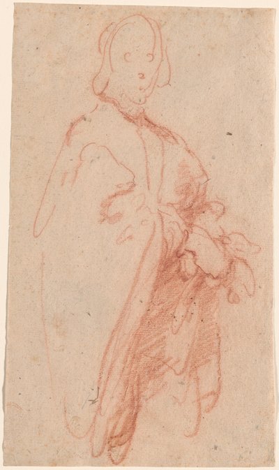 マントと手袋をした立っている男 作： Bernardo Strozzi