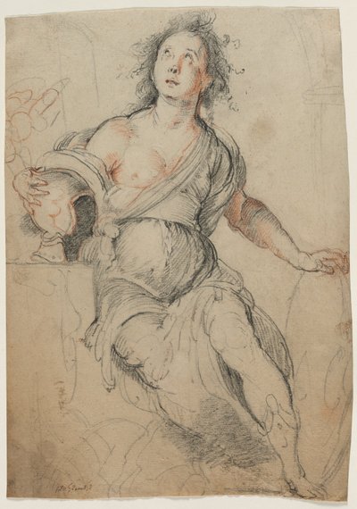 寓意的人物像 1635年頃 （黒チョーク＋赤チョーク） 作： Bernardo Strozzi